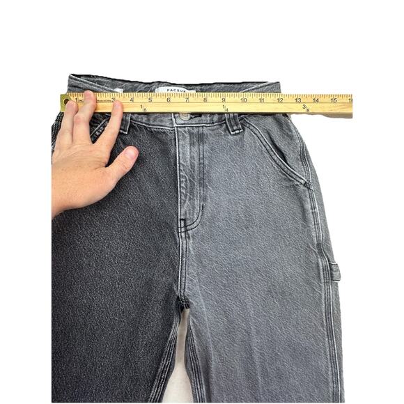 Pacsun Carpenter Pants Jeans Hi Rise Size 25 Two Tone Raw Hem 100% Cotton - Picture 5 of 11